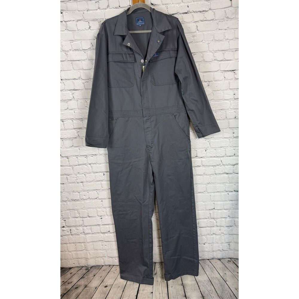 HISEA Womens Gray Long Sleeve Coveralls Utility Flex Jumpsuit Twill Overalls M